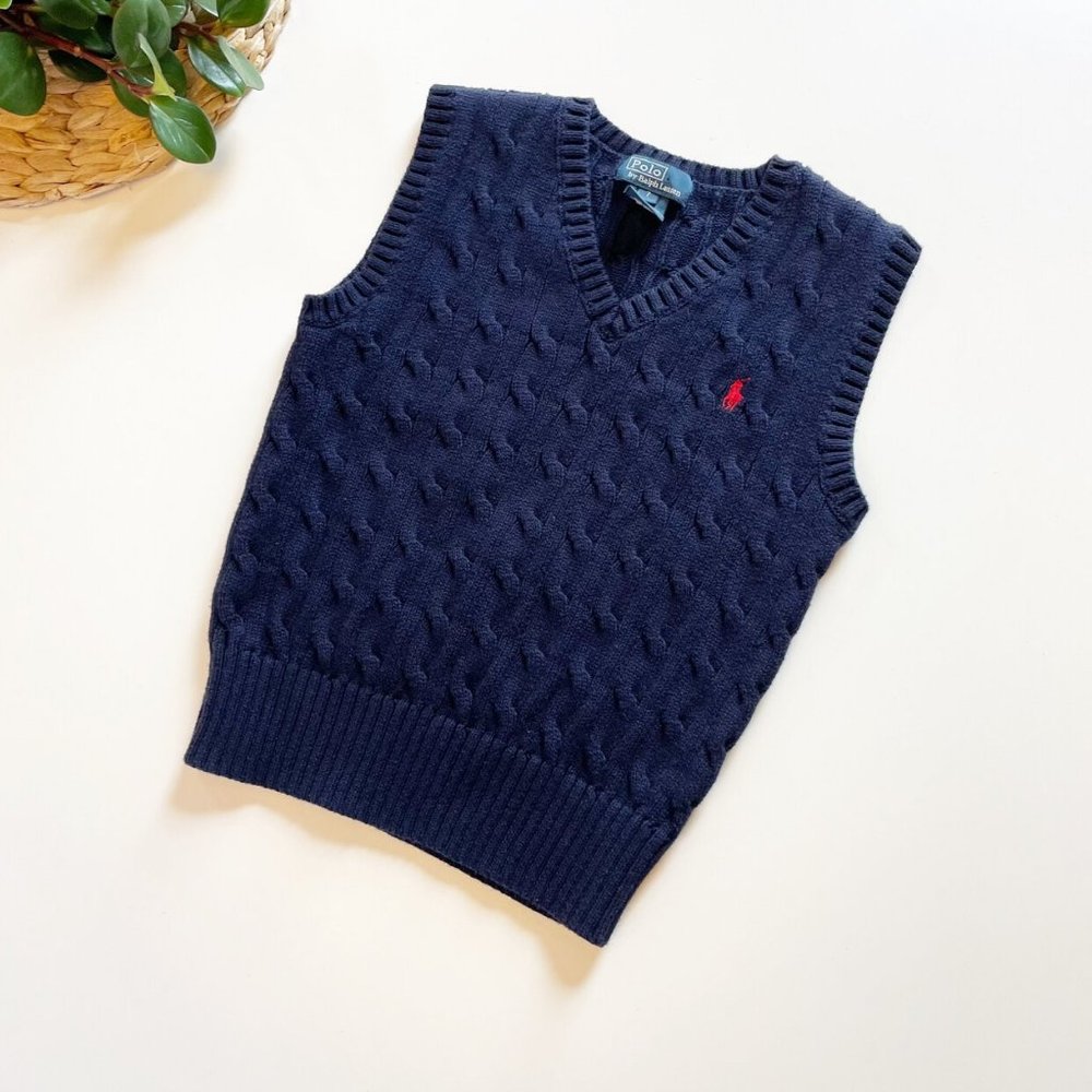 Polo Ralph Lauren Navy Blue Cable Knit Sweater Vest | Size 7